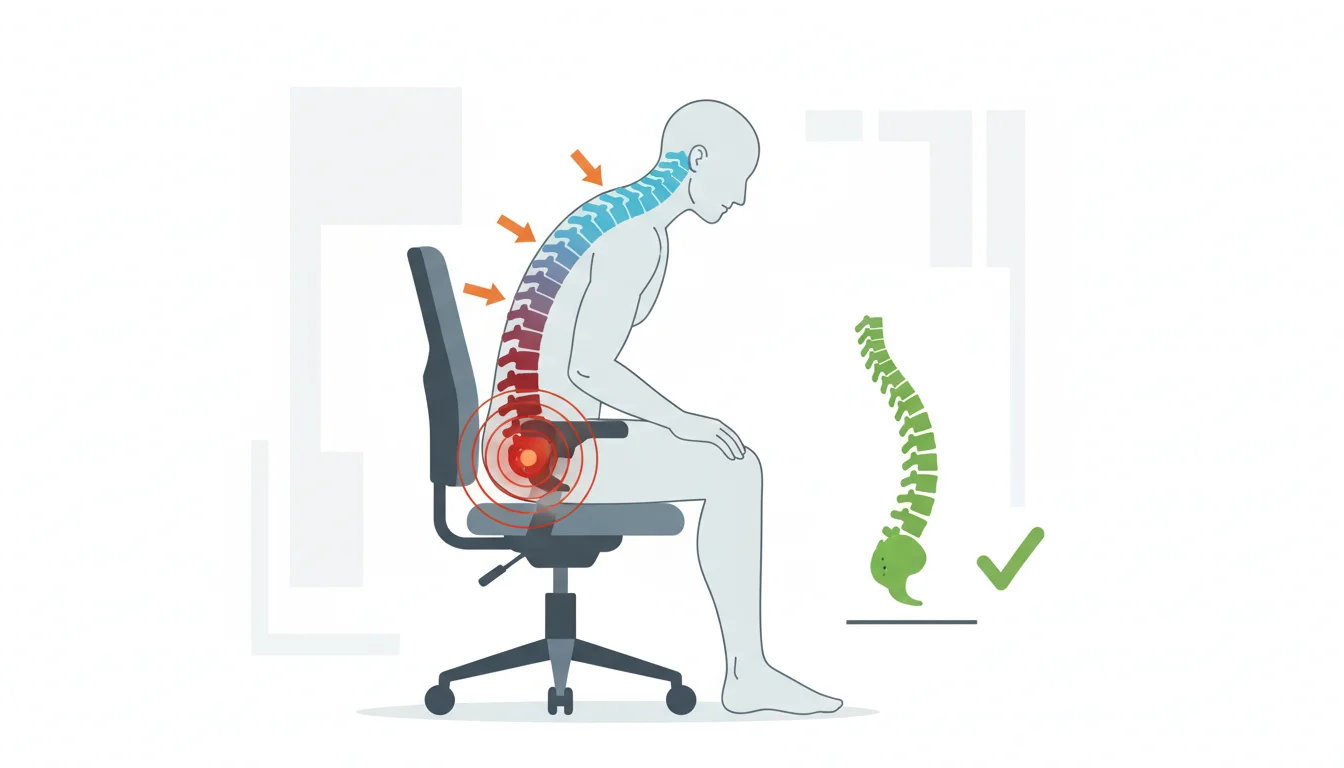 Illustration showing can office chairs cause back pain concept
