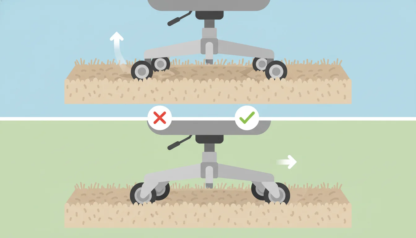 Illustration showing what office chair wheels are best for carpet concept