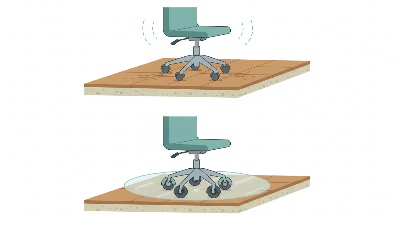 Illustration showing will office chair damage vinyl flooring concept