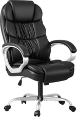 Homall Office Chair High Back Computer Desk Chair, PU Leather Adjustable Height Modern Executive Swivel Task Chair with Padded Armrests and Lumbar Support (Black)