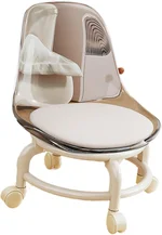 Low Rolling Stool Rolling Seat Pedicure Stool Universal Swivel Caster Wheels Stool Chair Roller Seat for Home Garage Library, White