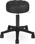 PU Leather Round Rolling Stool with Footrest Height Adjustable Swivel Drafting Work SPA Salon Stools Home Office Chair Small Chair, Black