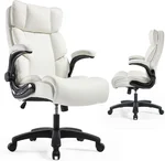 Big and Tall Office Chair with Adjustable Arm High Back Executive Chair 500 lbs Leather Heavy Duty Managerial Chair for Working Gaming