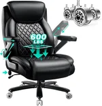 600LBS Large Heavy Duty Office Chair with 5D Flip Arms, Comfy Big and Tall Executive Office Desk Chair with Pocket Spring Cushion,High Back Computer Chair with Lumbar Support,Dual Rubber Wheel