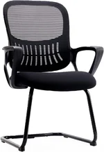 Sweetcrispy Reception Guest Chair Set of 1, Stationary Non Rolling Mesh Mid Back Computer Office Desk with Lumbar Support for Home Waiting Area Conference Room Bedroom