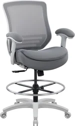 BOLISS 400lbs Mid Back Mesh Ergonomic Office Drafting Chair Big Adjustable Foot Ring Height Adjustable Armrest (Grey)