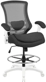 BOLISS 400lbs Mesh Ergonomic Office Computer Drafting Chair with Super Soft Adjustable Flipped Arms Molded Foam Double Seat Cushion Adjustment Lumbar Support Big Foot Ring (Black)