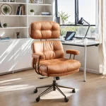 Big and Tall Office Chair, 300LBS Suede Fabric Executive Chair Whit Lumbar Support, Managerial Home Desk, Heavy Duty High Back Computer Chair(Suede Brown)