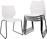 Stackable Waiting Room Chair, Stacking Office Chair with Ergonomic Lumbar Support and Metal Legs, Plastic Desk Chairs for Conference School Church Guest Reception Set of 4, White