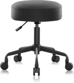 Heavy Duty Extra Wide Thick Cushion Seat Adjustable Height Swivel Rolling Stool for Dental Clinic, Salon, Office, and Bar - NAIA 502 (Black, Standard)