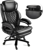 800lbs Large Size Executive Office Chair for Heavy People Big and Tall Office Chair with Adjustable Headrest 360 Swivel Desk Chair with Heavy Duty Casters Computer Home Office Chairs (Black)
