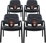 CLATINA Classic Leather Office Desk Guest Chair with Upholstered Padded Armrest for Home Breakfast, Waiting Room Guest, Commercial Conference Restaurant Chairs Study Chair, Black(4 Pack)