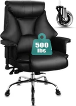 Black Big and Tall Office Chair 500 lbs for Heavy People, Large Heavy Duty Reclining Chair Plus Size Ergonomic Desk Chair with Adjustable Lumbar Support and Wide Seat