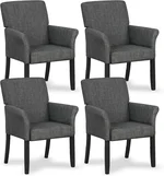 Giantex Office Waiting Room Chairs, Set of 4 Fabric Executive Guest Chair, Upholstered Reception Chair with Padded Arms, Backrest, Wood Legs, Guest Chairs for Meeting Room, Dining Room