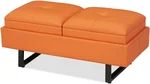 AIIT 2-Seat Waiting Room Bench - Reception Bench with Thickened PU Leather, Waiting Room Bench Lobby Bench for Office Barber Store Salon, Orange