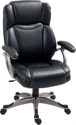 HOMCOM Executive Office Chair with Tilt Function, PU Leather High Back Desk Chair, Swivel Computer Chair with Adjustable Height, Black