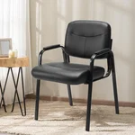Office Waiting Room Chairs Guest Reception Chair with Arms, No Wheels, PU Leather for Breakroom, Lobby and Customer, Lower Back 1PC