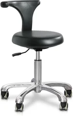 Standard Rolling Stool with Backrest Dental Nurse Chair Height Adjustable Stool Drafting Chair for Office Kitchen Clinic and Lab-Black