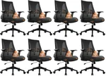 CLATINA 500lbs Big and Tall Office Chair Heavy Duty Mesh Ergonomic Computer Chairs with Adjustable Lumbar Support and Wide Comfy Seat for Home Office Conference Heavy People, Black(8 Pack)
