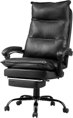 VEVOR Executive Office Chair with Footrest, 400lb Capacity Office Chair with Lumbar Pillow, Heavy Duty Ergonomic Chair, Height Adjustable PU Leather Reclining Home Office Desk Chairs