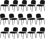 Tangkula Modern Office Chairs, Set of 15 Stackable Reception Guest Chairs with Waterfall Seat & Metal Frame, Padded Black Chairs for Lobby, Waiting Room, Conference Room