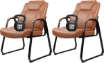 CLATINA Guest Chair Big & Tall 500 lbs, PU Leather Office Reception Chairs, Sled Base, No Wheels, Brown, Set of 2 for Waiting Room, Conference, Lobby, Living Room