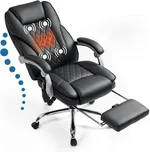 400lbs Executive Leather Office Chair - Ergonomic Reclining Chair with Massage, Heating, and Footrest for Ultimate Comfort-B