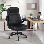 Ergonomic Executive Office Chair for Big & Tall - 500lbs Capacity with Lumbar Support & Flip-Up Armrests, Heavy Duty PU Leather Computer Desk Chair, Black