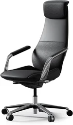 TOMU Black Genuine Leather Executive Office Chair, Real Top Grain Leather Office Chair with High Back, Comfy and Modern for Executive Luxury Desk, Ergonomic with Adjustable Height,Reclining (Black)