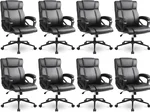 Ergonomic Executive Office Chair, Tickened Armrests, Premium Faux Leather Desk Chair with Adjustable Height, Black (8, Classic)