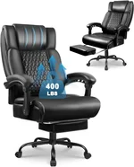 OFIKA Office Chair,Executive Heavy Duty Office Chair with Foot Rest Ergonomic High Back Computer Gaming Chairs Home Office 400lbs,Big and Tall with Lumbar Support (Black1)