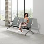 Kinfant Silver Waiting Room Bench - 3-Seat Waiting Room Chairs Office Guest Reception Chair with Armrest for Airport Lobby Hospital Bank Salon(Sliver Mesh)