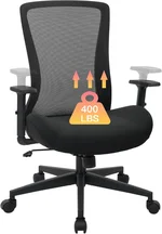 400lbs Big and Tall Office Chair, Mesh Office Desk Chair with Lumbar Support, Comfy Executive Swivel Computer Chair with Adjustable Height,2D Armrests and Tilt Lock