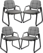 CLATINA Waiting Room Office Guest Chair with Padded Arms, Reception Meeting Conference Waiting Room Lobby Home Desk Big and Tall Executive Office Chair, Grey (4 Pack)