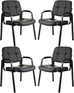 CLATINA Waiting Room Office Guest Chair with Padded Arms, Reception Meeting Conference Waiting Room Lobby Home Desk Big and Tall Executive Office Chair, Black (4 Pack)