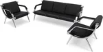 Waiting Room Chairs with Armrest, PU Leather Office Furniture, Lobby Conference Reception Bench, Office Guest Seating for Clinic,Airport,Hospital,Barber,Salon,Bank (Chrome & Black, 5-Seat)