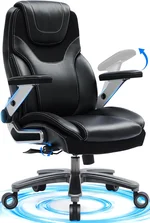 Big and Tall Office Chair with 5D Adjustable Arms, 600lbs Fabric and PU Leather Ergonomic Executive Office Chair with Adjustable Lumbar Support, Heavy Duty Managerial Chair