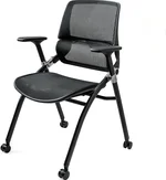 FYLICA Up & Down Backrest Foldable Computer Chair, Folding Conference Room Chair with Dynamic Double Back Support, Breathable Mesh Seat & 360°Rolling Wheel(Black)