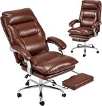 Executive Office Chair with Footrest Reclining Computer Gaming Chairs for Home Office Big and Tall Desk Chair Adjustable PU Leather Ergonomic Work Chair with Linkage Arm 350 LBS