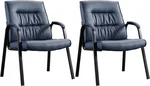 Big&Wide Office Guest Reception Chair Set of 2, Conference Room Chairs Waiting Room Chairs 2 Pack, Modern Leather Office Desk Chair No Wheels(Navy Blue)