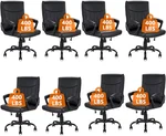 CLATINA Mid Back Leather Office Executive Chair with Lumbar Support and Padded Armrestes Swivel Adjustable Ergonomic Design for Home Computer Desk 8 Pack