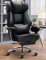 Office Chair with Footrest, 600LBS Reclining Ergonomic Executive Chair for Big & Tall, High Back Home Office & Gaming Desk Chairs for Heavy People, Black