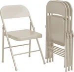 Folding Chairs Set of 4, Portable & Stackable Commercial Seat with Metal Frame, Heavy Duty Foldable Chairs for Office Wedding Party, 350 Pound Capacity, Beige