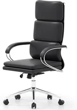 COSTWAY Ergonomic Leather Office Chair, High Back Executive Computer Chair w/Adjustable Height & Rocking Function, Adjustable Lumbar Support, Cushioned Seat, Padded Armrests for Home Office