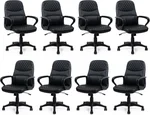 CLATINA Office Chair - Mid Back Leather Computer Desk Chair with Wheels, Ergonomic Executive Swivel Chair with Lumbar Support and Armrest for Home Conference Waiting Room Black, 8 Pack