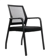 Mesh Guest Reception Chair No Wheels, Arm Chair with Ergonomic Lumbar Support and Thickened Seats Cushion, Waiting Room Chairs for Office School Church Lobby Conference, Black