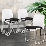CLATINA Stacking Home Office Guest Chair with Metal Sled Base, Plastic Lobby Waiting Training Desk Chair for Office, Reception, Conference, School, Kitchen, Banquet, Break Room, White, 12 Pack