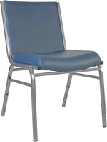 Flash Furniture Hercules Heavy-Duty Vinyl Lobby Chair with Ganging Bracket and Cushioned Seat, Stacking Chair for Waiting Rooms/Offices, Navy