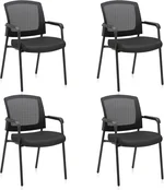 CLATINA Stacking Chairs Set of 4, Stackable Waiting Room Chairs No Wheels with Armrest, Ergonomic Mesh Office Reception Guest Chair for Home Conference Lobby Church School Meeting Training, Black