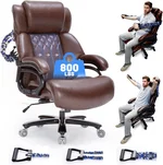 800lbs Executive Office Chair with resistance band, Big and Tall Desk Chair with Lumbar Support, Computer Office Chairs for Heavy People,Desk Chairs with Pocket Spring Cushion,Dual Rubber Wheel